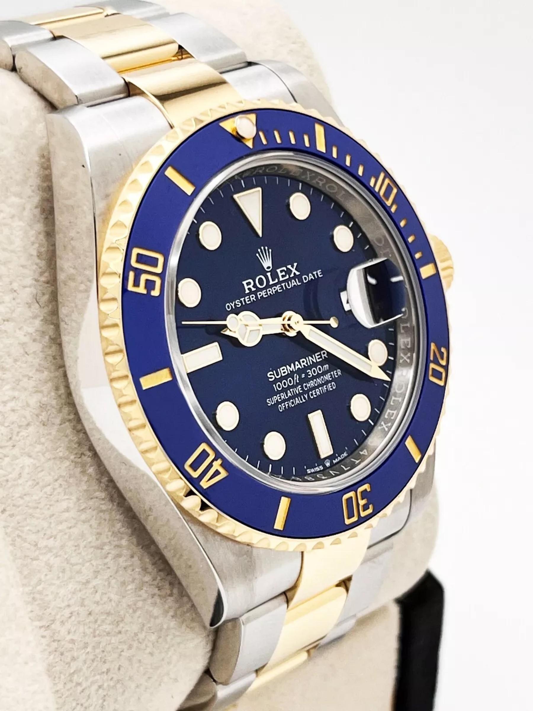 2023 Rolex Submariner 126613LB Blue 41mm Ceramic 18K Yellow Gold Steel Box Paper In Excellent Condition In San Diego, CA