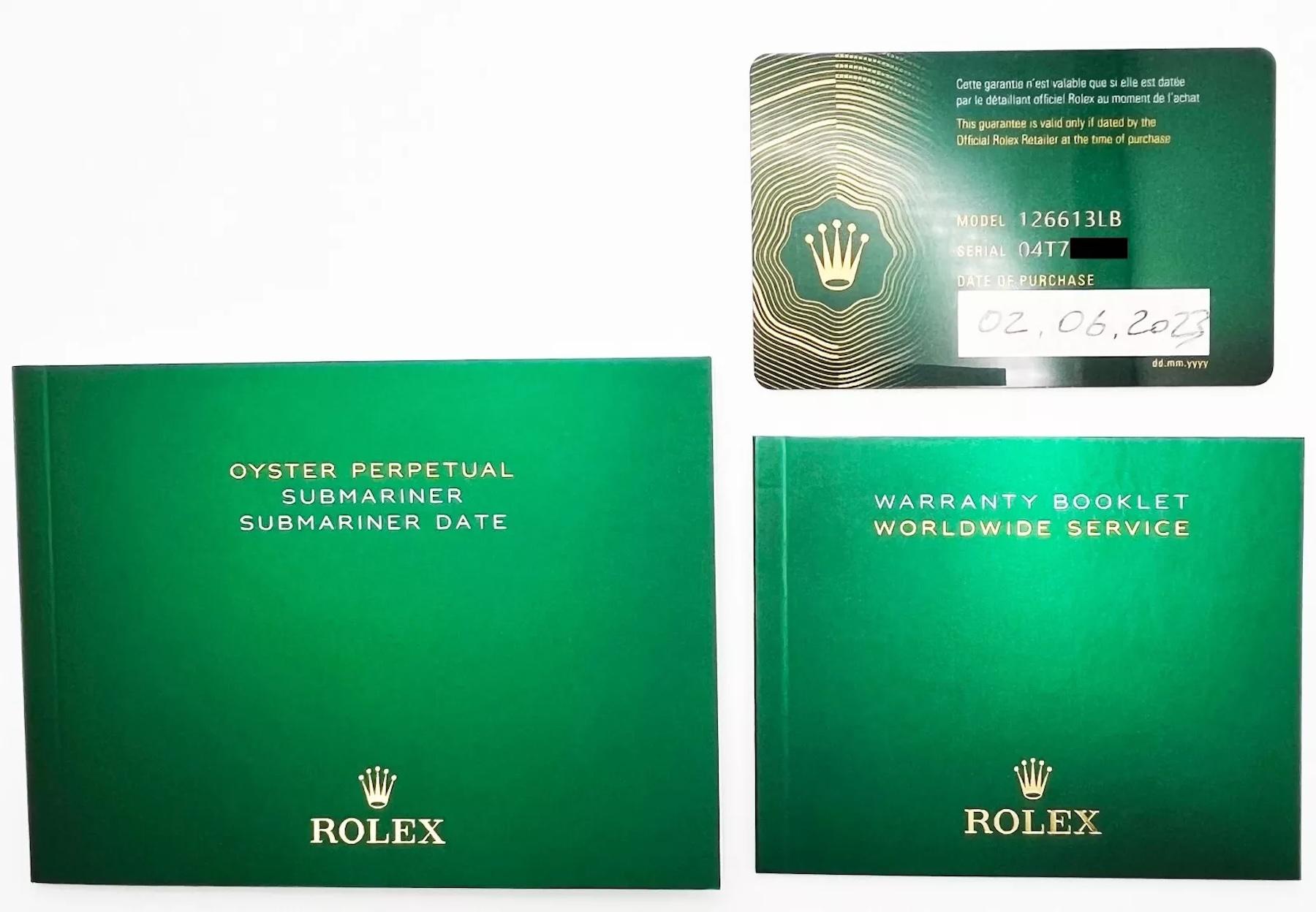2023 Rolex Submariner 126613LB Blue 41mm Ceramic 18K Yellow Gold Steel Box Paper 3