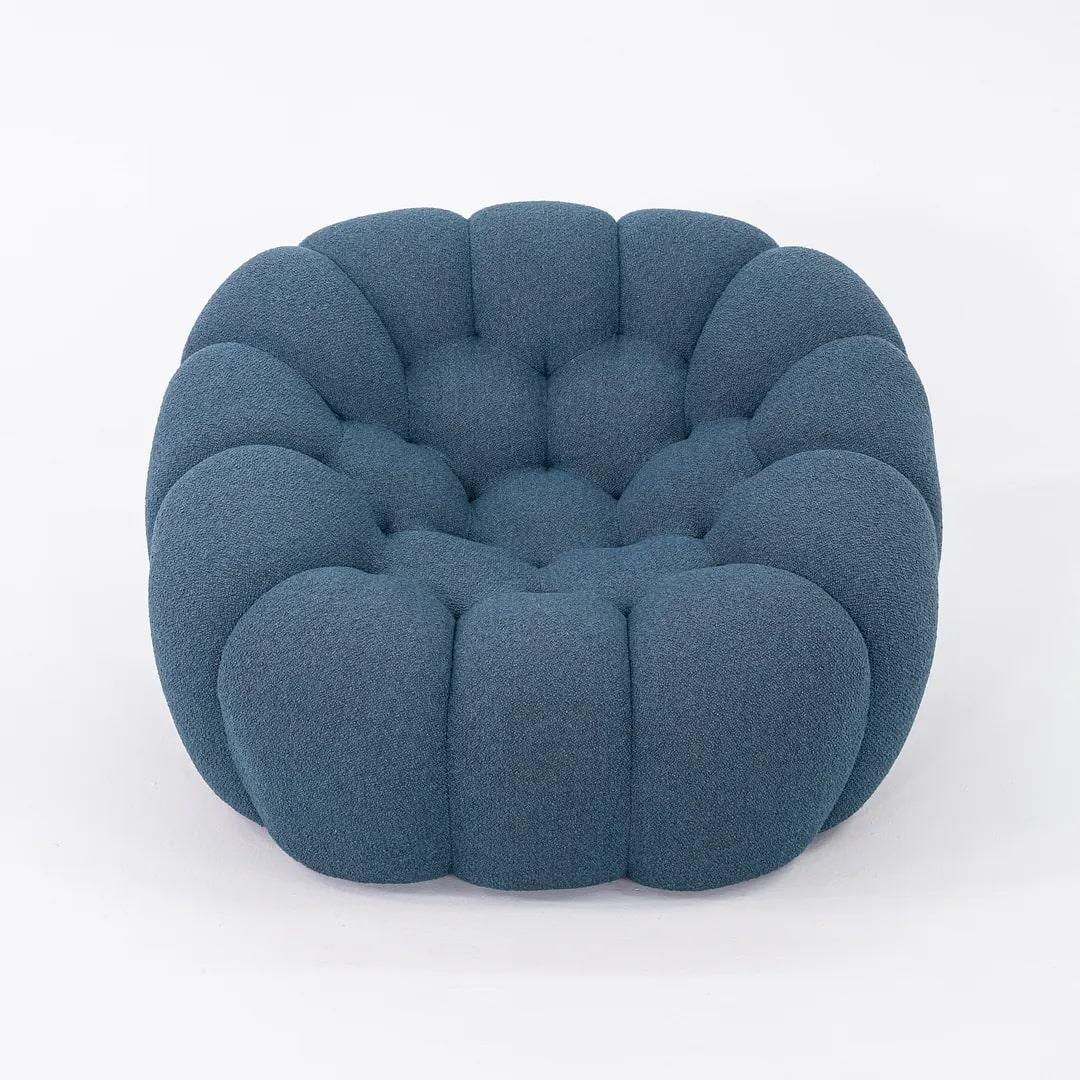 2023 Sacha Lakic para Roche Bobois Sillón Bubble Lounge de tela azul en venta 5