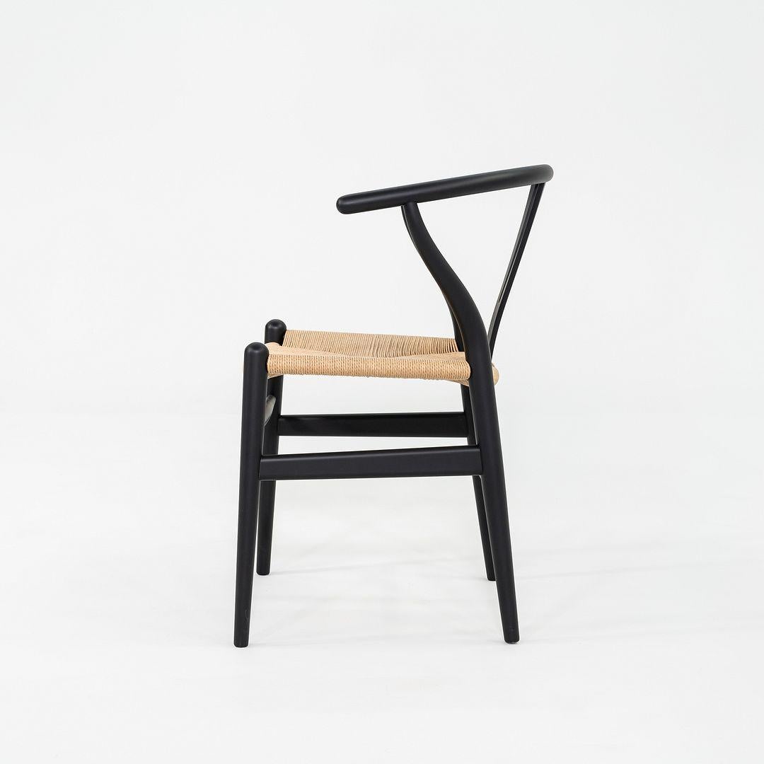 Modern 2023 Set of Four Carl Hansen Hans Wegner CH24 Wishbone Dining Chairs in Black