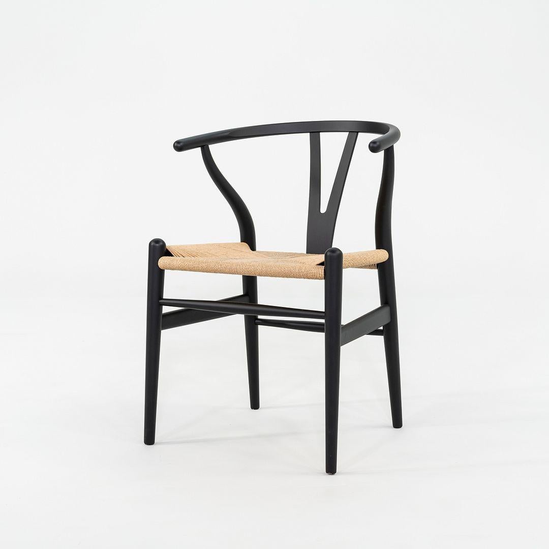 Papercord 2023 Set of Four Carl Hansen Hans Wegner CH24 Wishbone Dining Chairs in Black