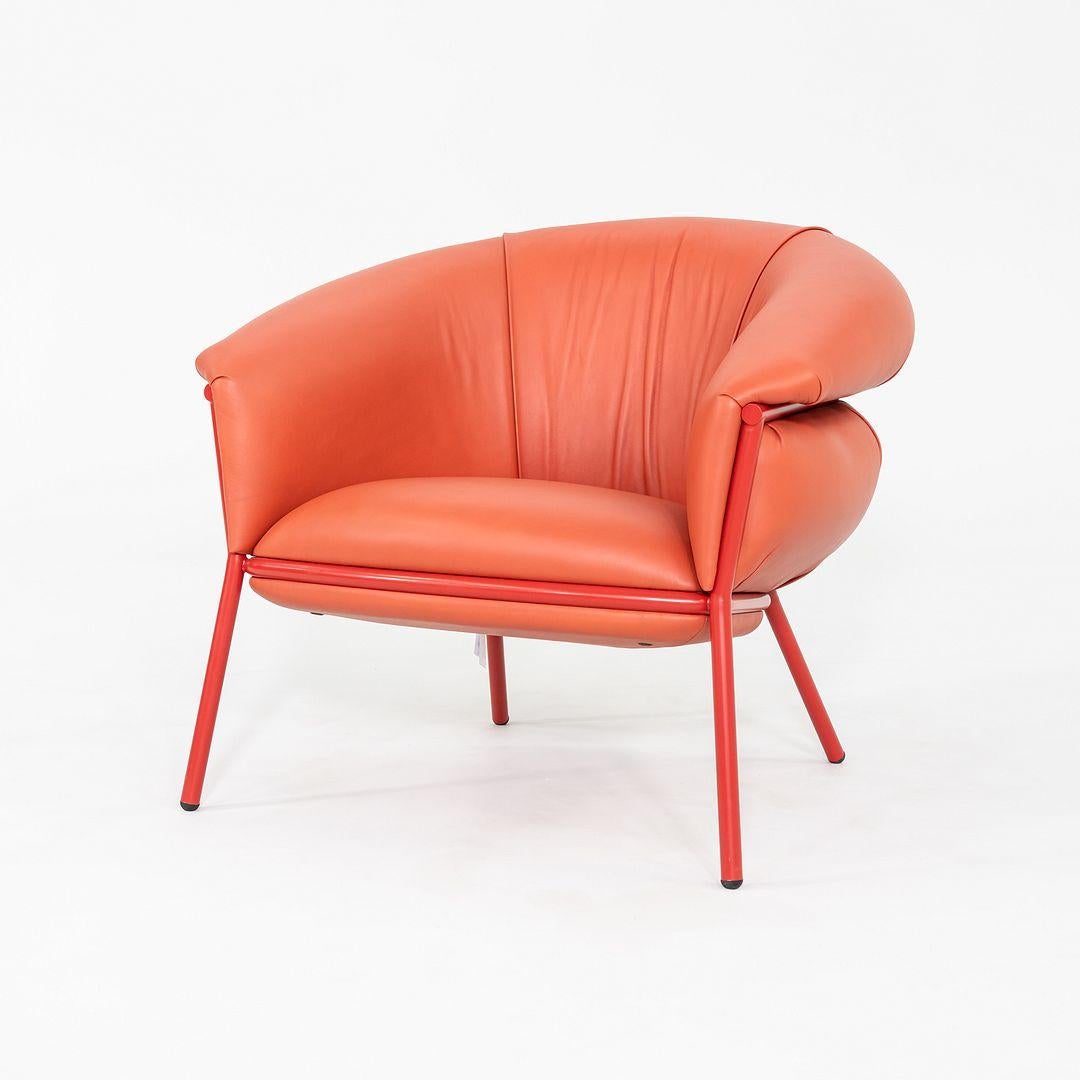 2023 Stephen Burks for BD Barcelona Grasso Lounge Chair in Orange Leather For Sale 4