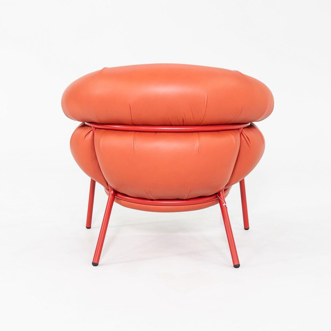 Modern 2023 Stephen Burks for BD Barcelona Grasso Lounge Chair in Orange Leather For Sale