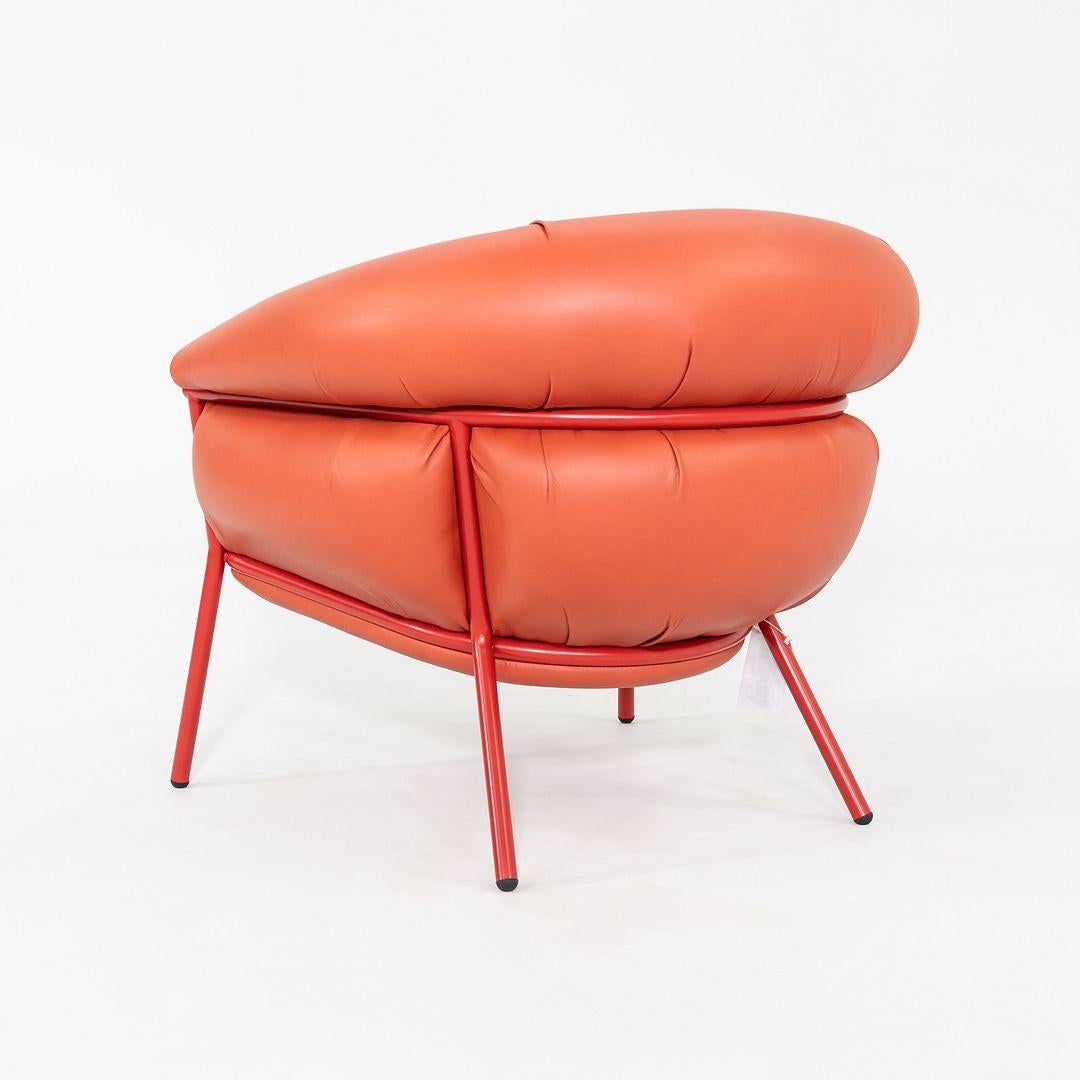 Spanish 2023 Stephen Burks for BD Barcelona Grasso Lounge Chair in Orange Leather For Sale