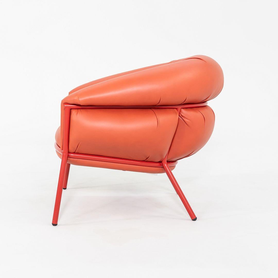 2023 Stephen Burks for BD Barcelona Grasso Lounge Chair in Orange Leather In Excellent Condition For Sale In Philadelphia, PA