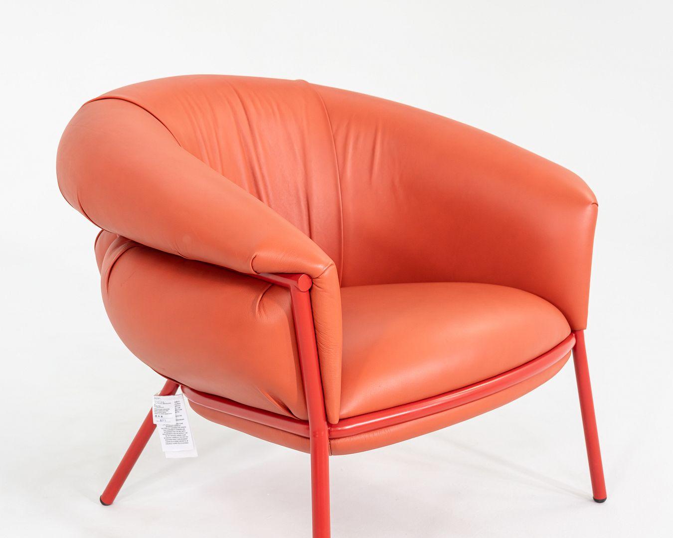 Contemporary 2023 Stephen Burks for BD Barcelona Grasso Lounge Chair in Orange Leather For Sale