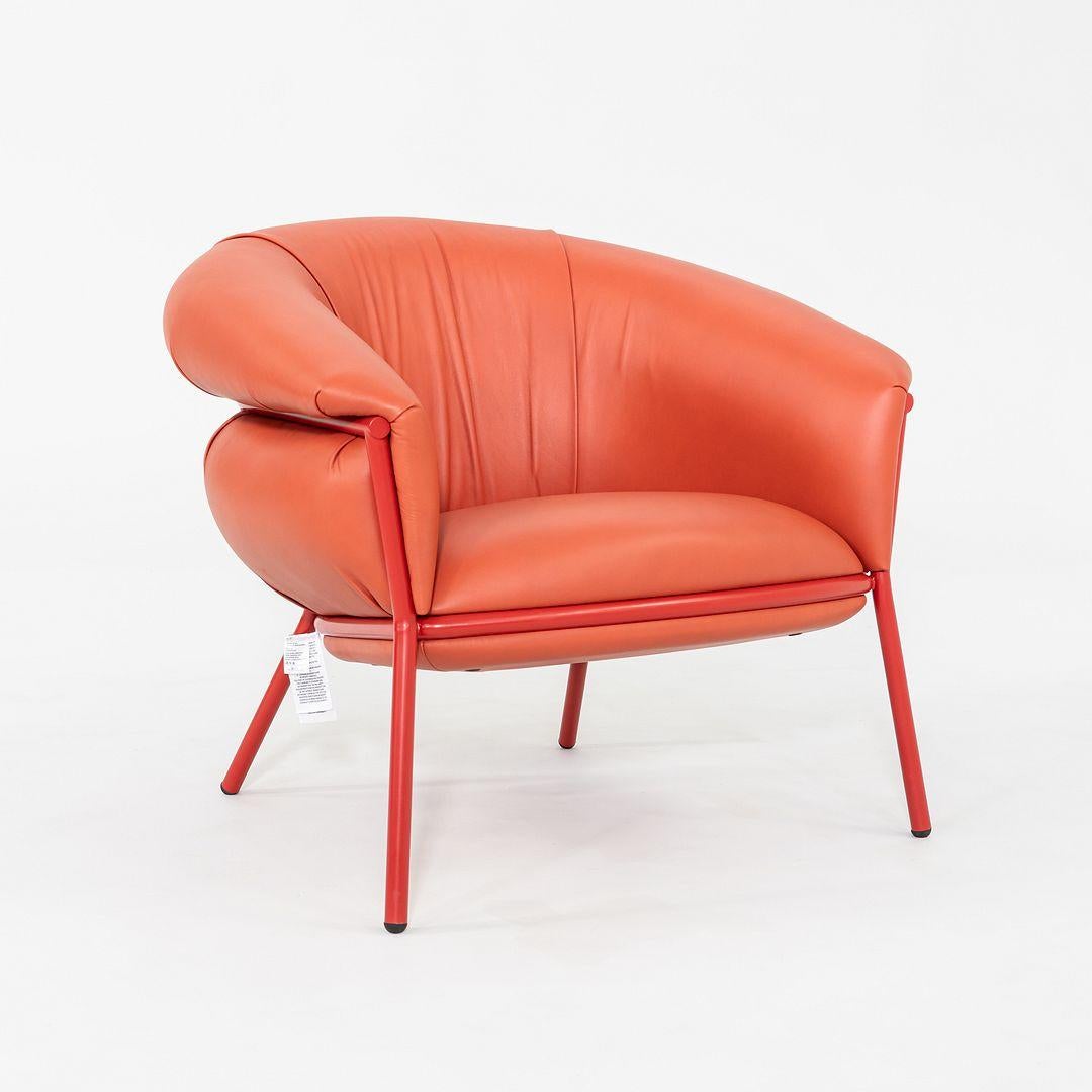 Steel 2023 Stephen Burks for BD Barcelona Grasso Lounge Chair in Orange Leather For Sale