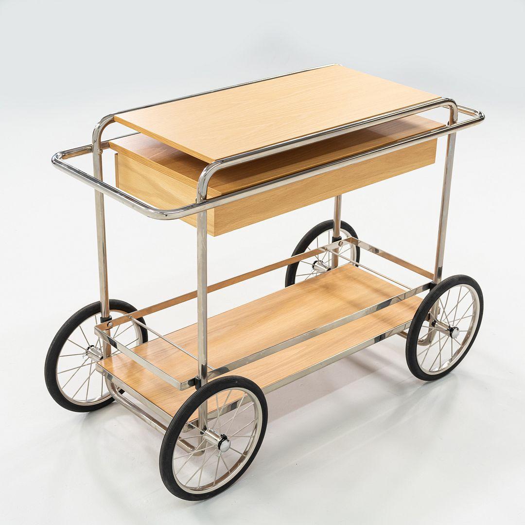 2023 Tecta M4RS Console Trolley / Bar Cart in Oak with Chrome Frame and Drawer For Sale 5
