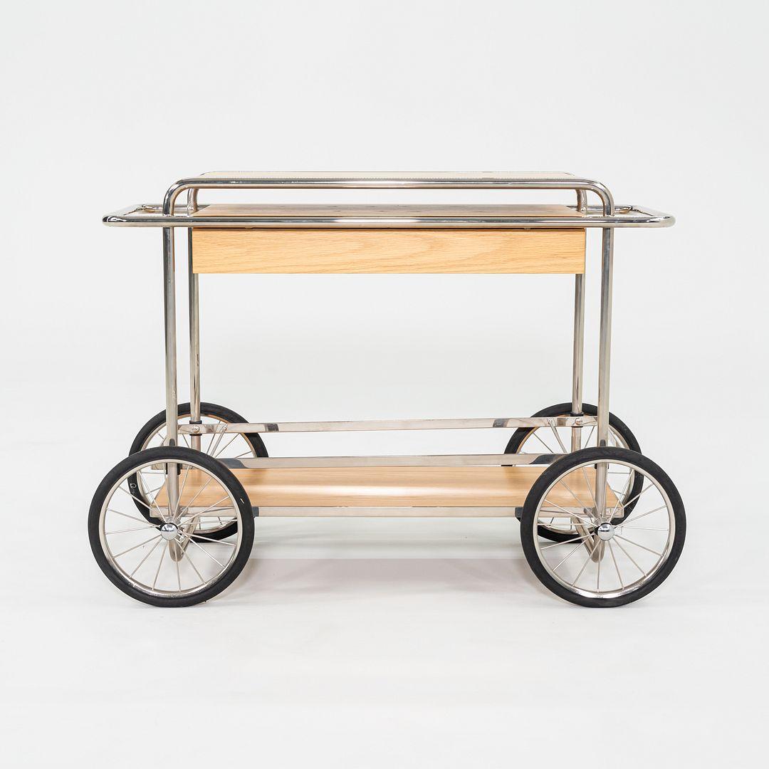 Modern 2023 Tecta M4RS Console Trolley / Bar Cart in Oak with Chrome Frame and Drawer For Sale