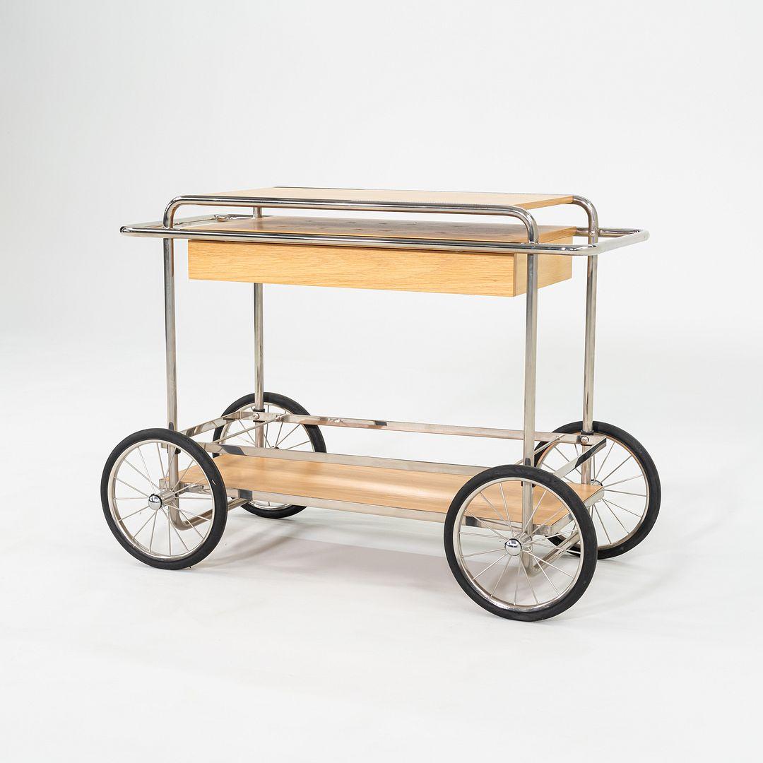 Contemporary 2023 Tecta M4RS Console Trolley / Bar Cart in Oak with Chrome Frame and Drawer For Sale