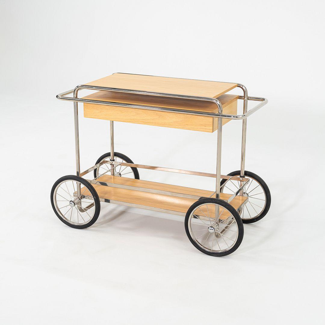 Steel 2023 Tecta M4RS Console Trolley / Bar Cart in Oak with Chrome Frame and Drawer For Sale