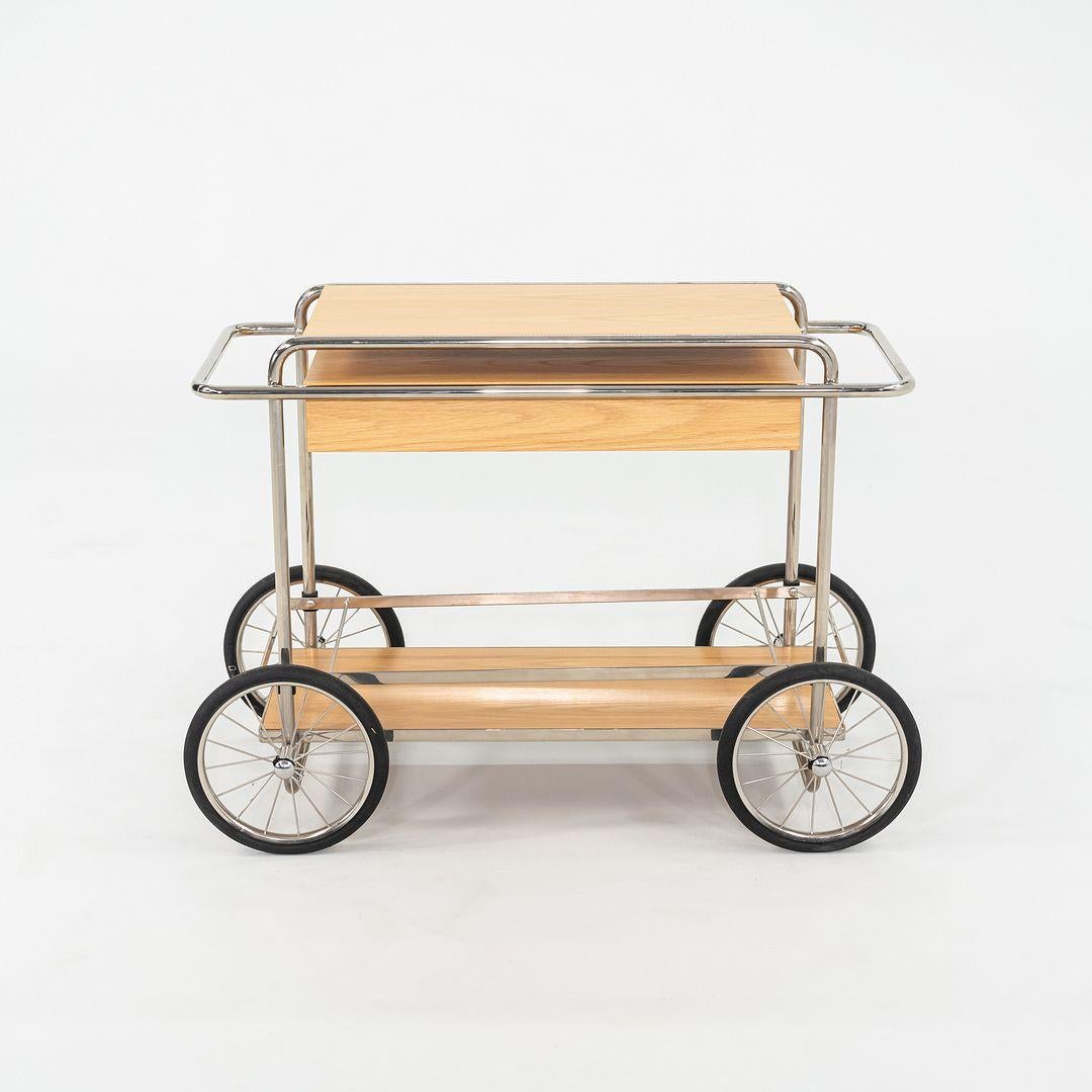 2023 Tecta M4RS Console Trolley / Bar Cart in Oak with Chrome Frame and Drawer For Sale 1