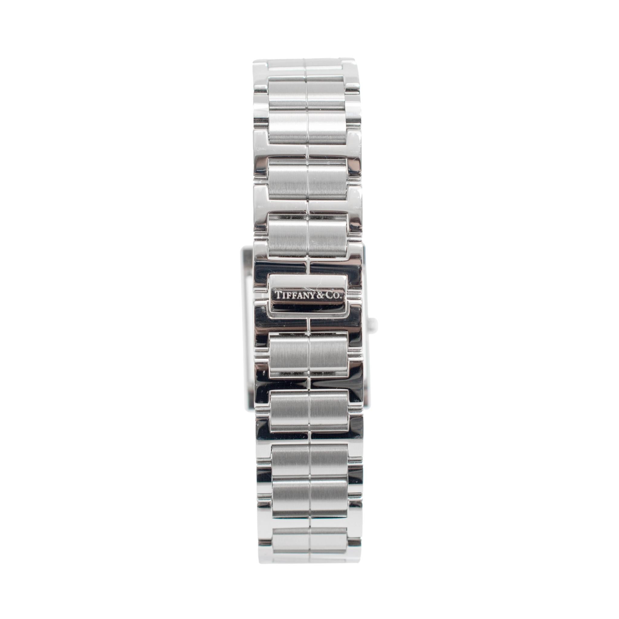 2023 Tiffany & Co. Reloj de cuarzo de acero con diamantes Union Square 20MM Baguette 1
