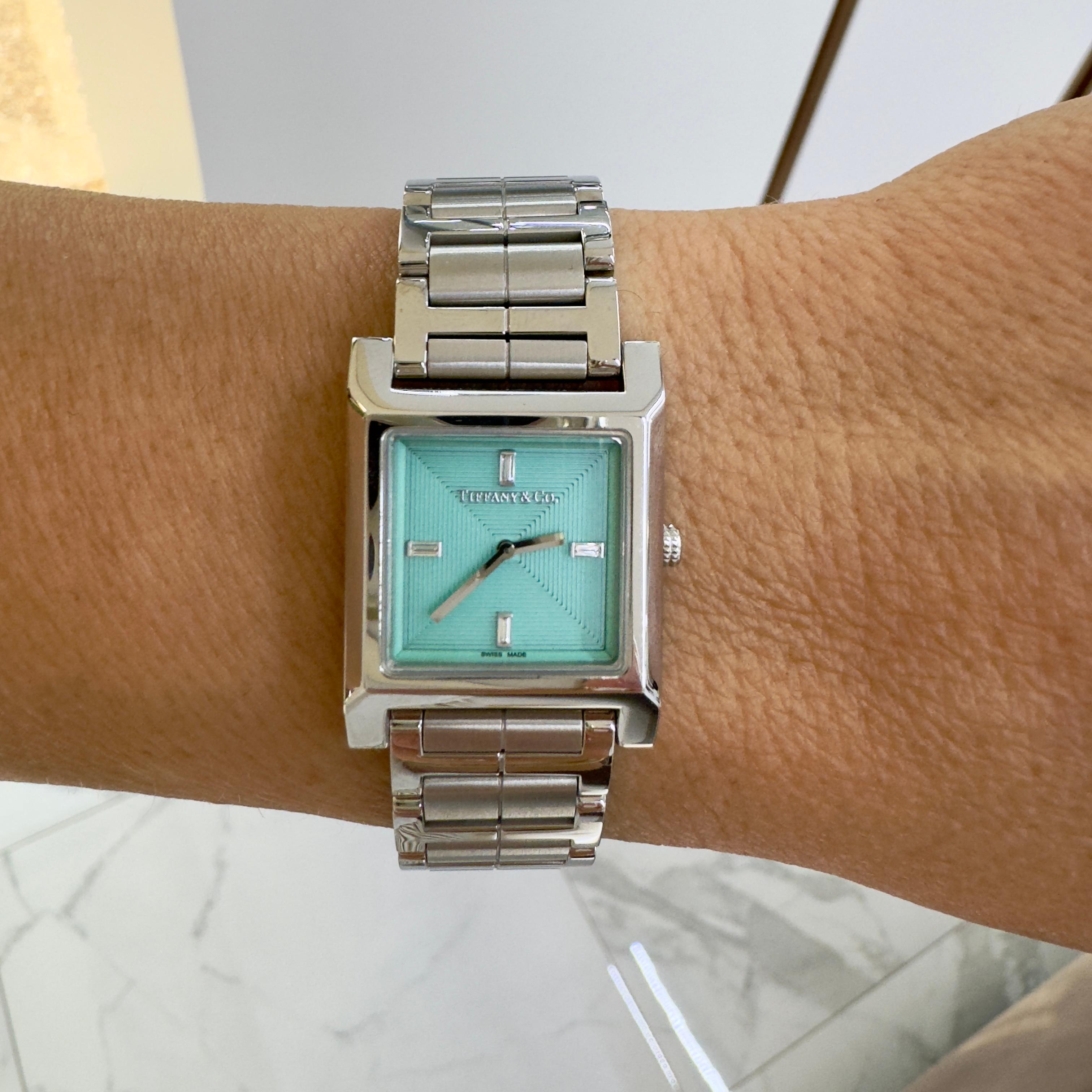 2023 Tiffany & Co. Reloj de cuarzo de acero con diamantes Union Square 20MM Baguette 2