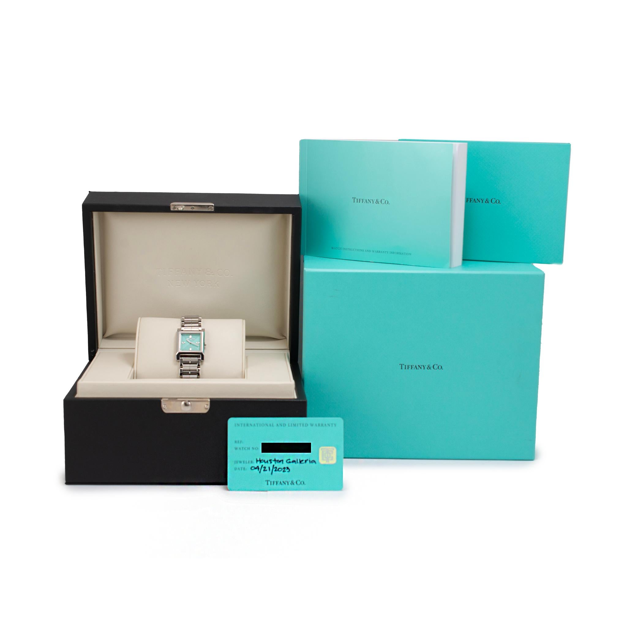 2023 Tiffany & Co. Reloj de cuarzo de acero con diamantes Union Square 20MM Baguette 3