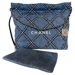 2024 As New Chanel 22 Blue Denim Hobo Bag