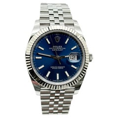 2024 BRAND NEU Rolex 126334 Datejust 41 Blaues Zifferblatt Edelstahl Box Papier