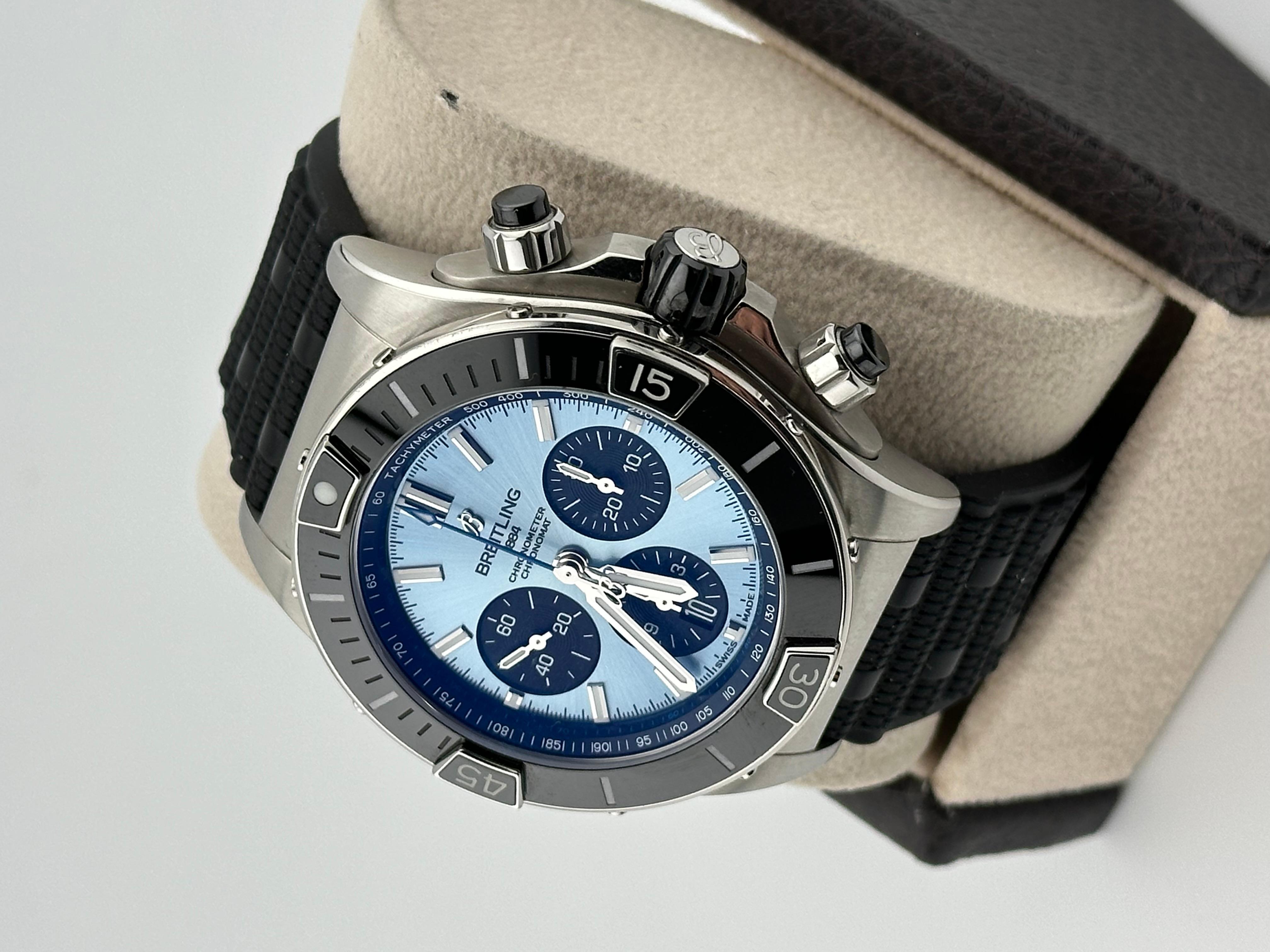 2024 Breitling Chronomat B01 PB0136 44mm Ice Blue Stainless Steel Box Paper For Sale 2