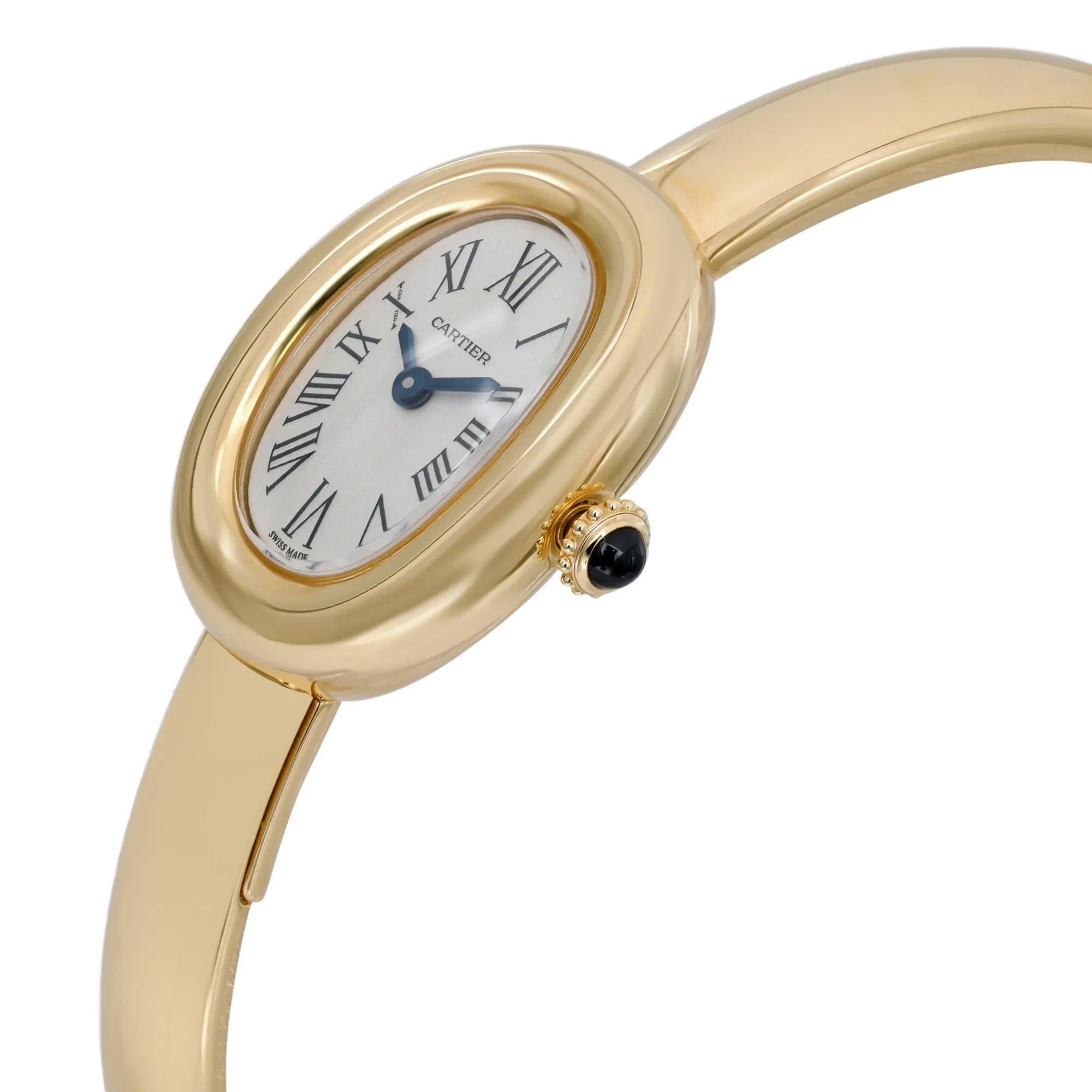 2024 Cartier Baignoire De Mini 18k Yellow Gold Silver Dial Ladies Watch GBA0021 In Excellent Condition In New York, NY