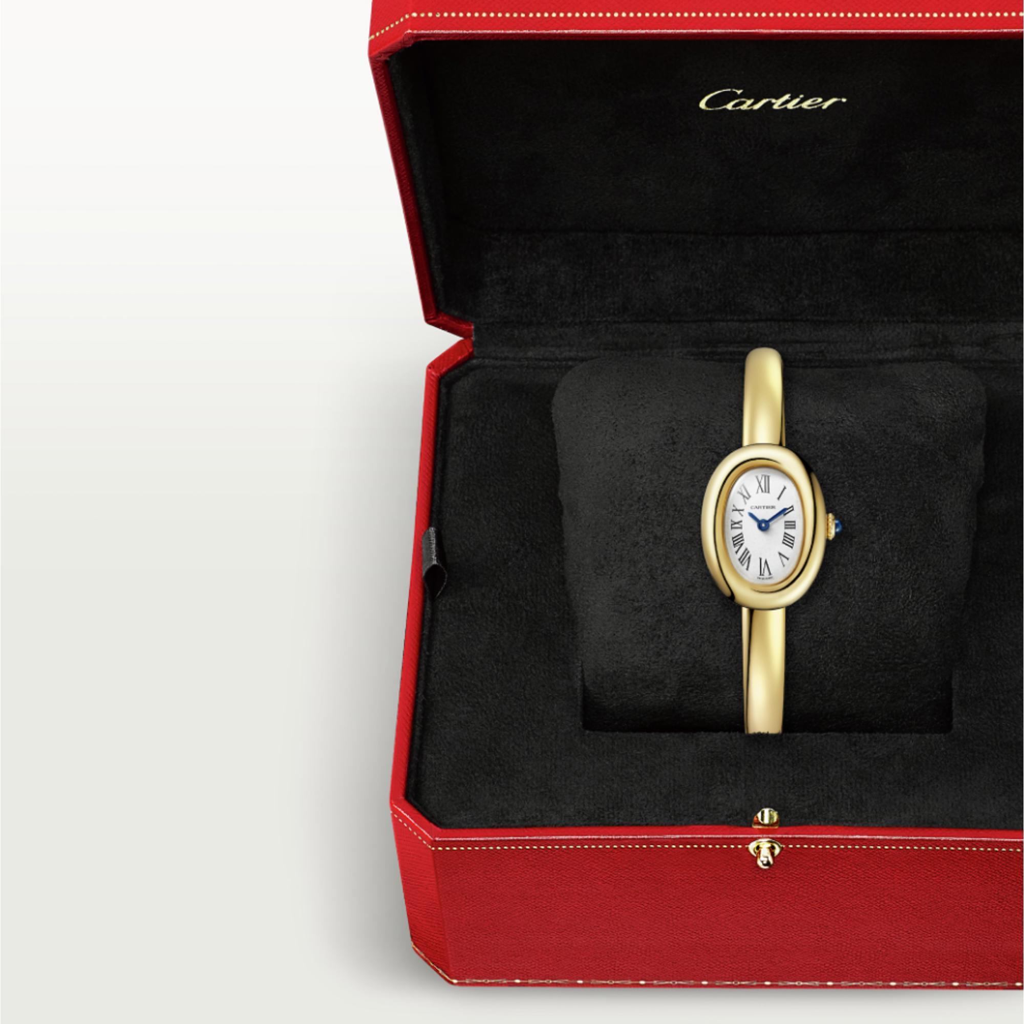 2024 Cartier Baignoire De Mini 18k Yellow Gold Silver Dial Ladies Watch GBA0021 2