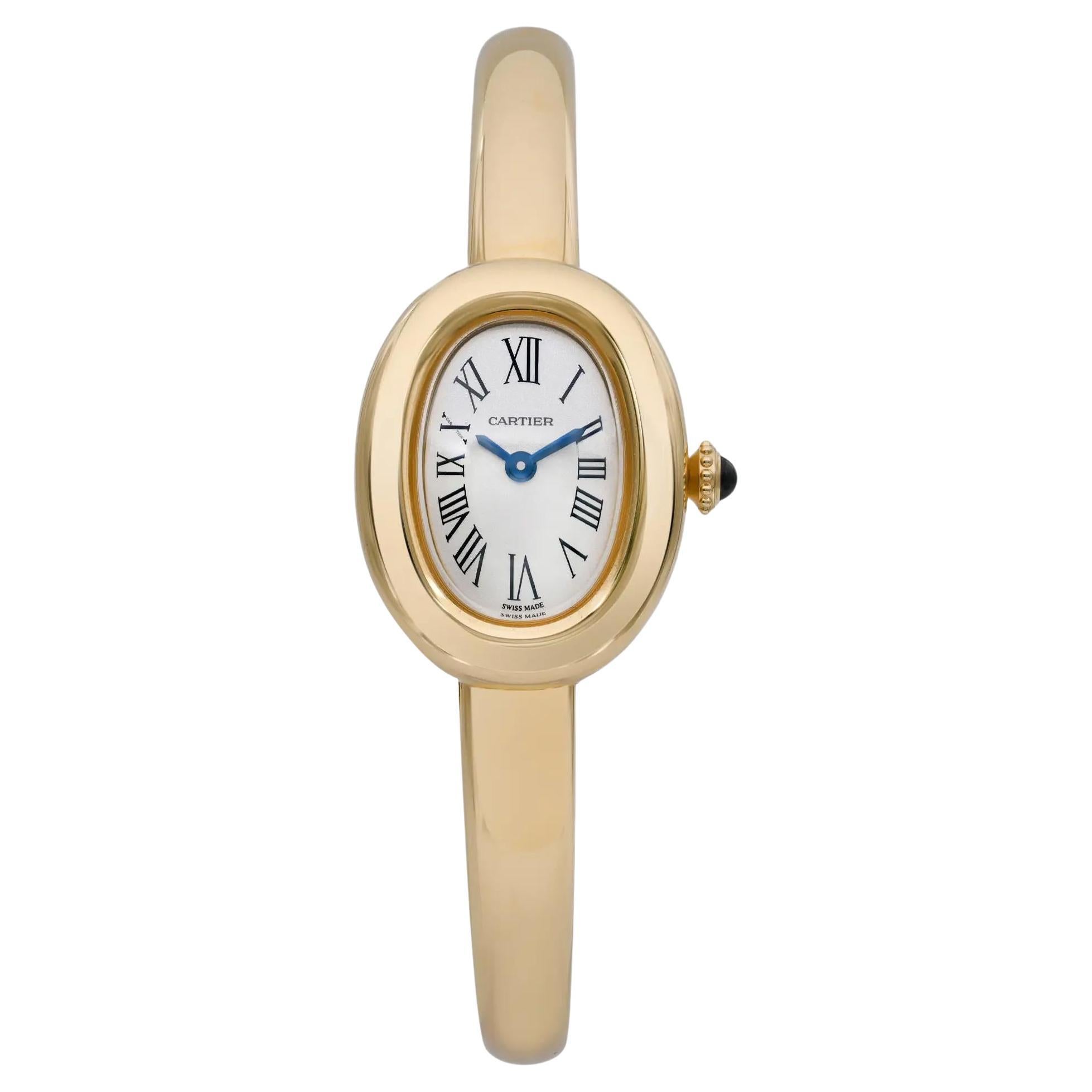 2024 Cartier Baignoire De Mini 18k Yellow Gold Silver Dial Ladies Watch GBA0021