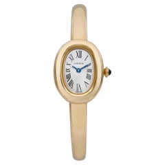 2024 Cartier Baignoire De Mini Orologio da donna in oro giallo 18k con quadrante argentato GBA0021