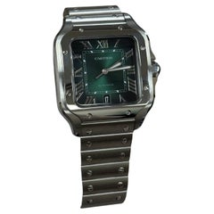 2024 Cartier Santos de Cartier Large WSSA0062 4072 Green Dial Steel Box Papers