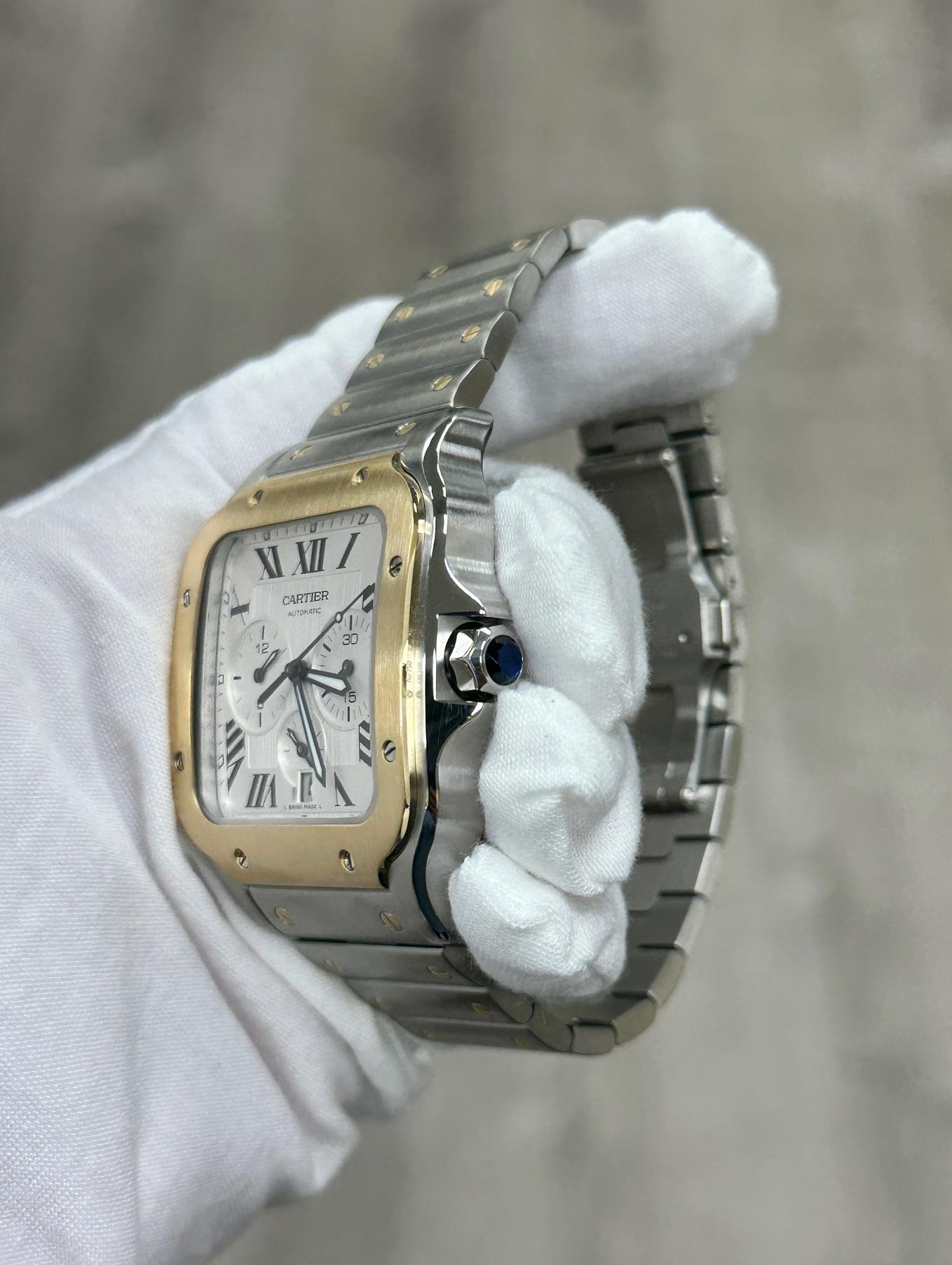 2024 Cartier Santos XL Cronografo W2SA0008 4183 Oro 18 carati Acciaio Box Paper in vendita 4
