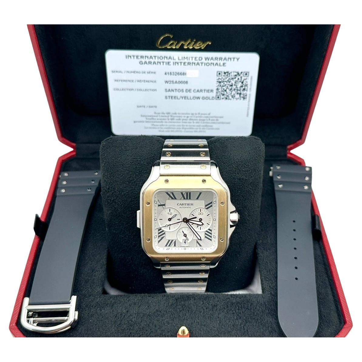 2024 Cartier Santos XL Cronografo W2SA0008 4183 Oro 18 carati Acciaio Box Paper in vendita