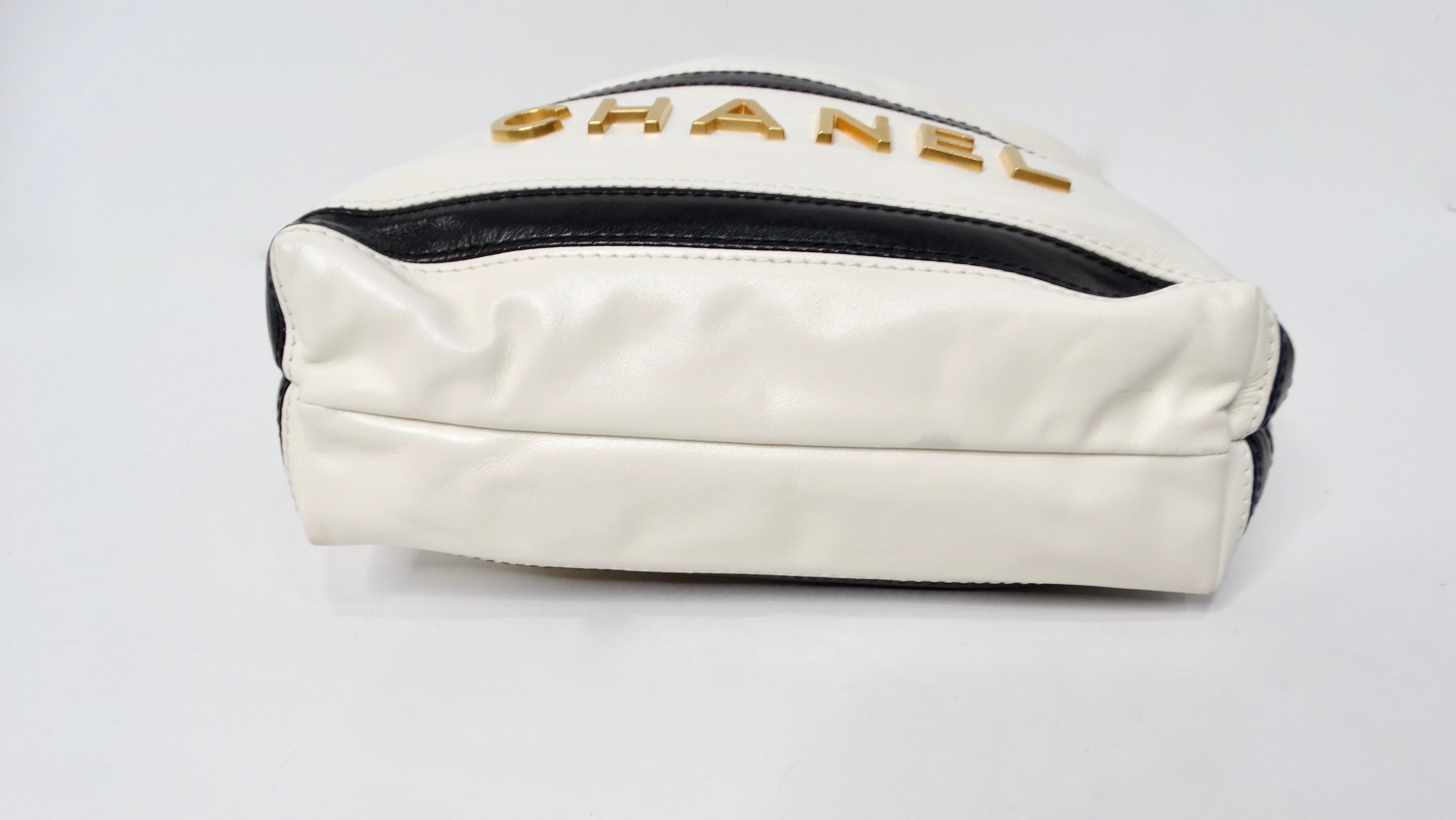 2024 Chanel Mini 22 Black & White Striped Shiny Calfskin Hobo Bag For Sale 5