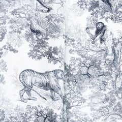 2024 Dior Chez Moi Black White Jouy print Silk Pants FR40