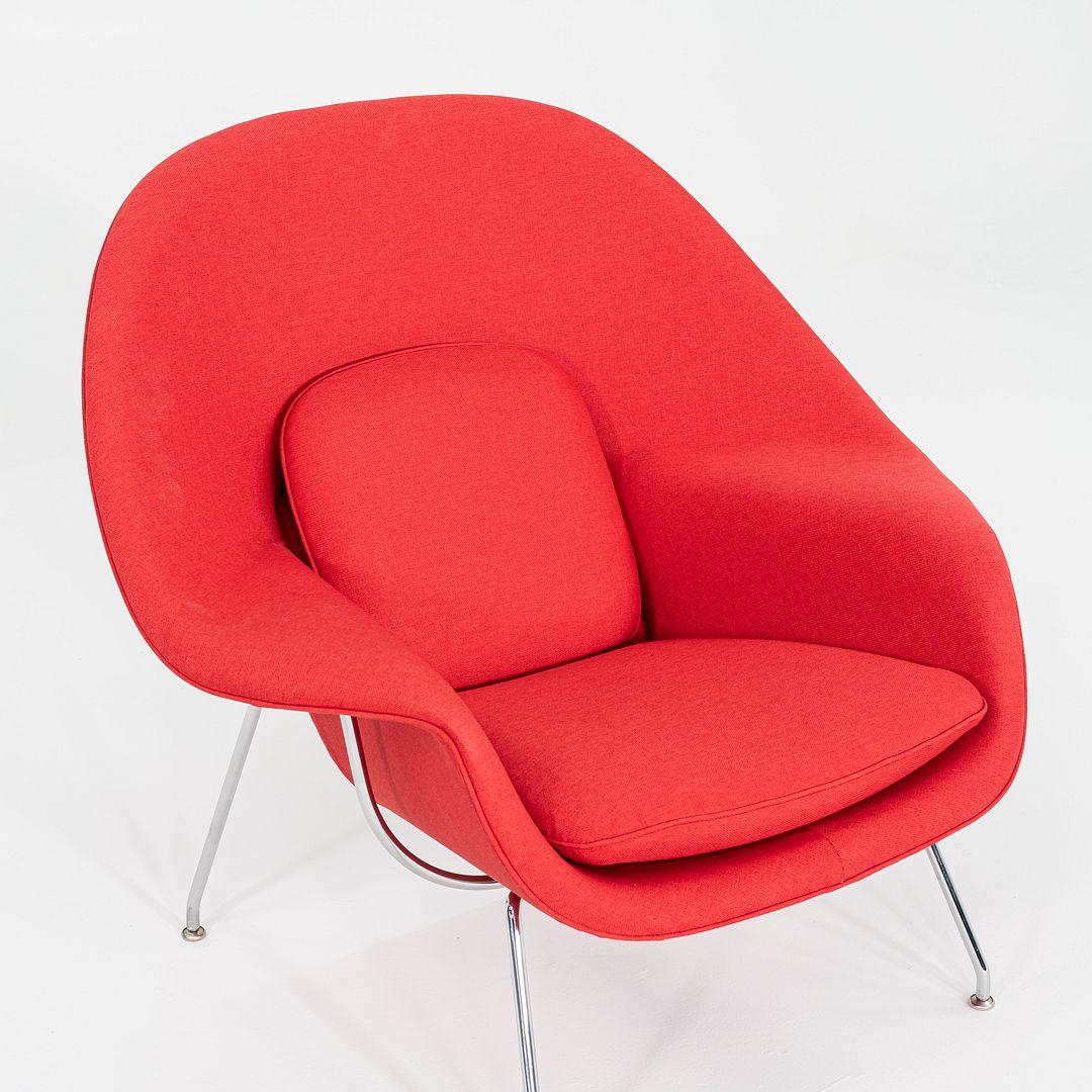 2024 Eero Saarinen for Knoll Womb Lounge Chair in Red Fabric and Chrome For Sale 3