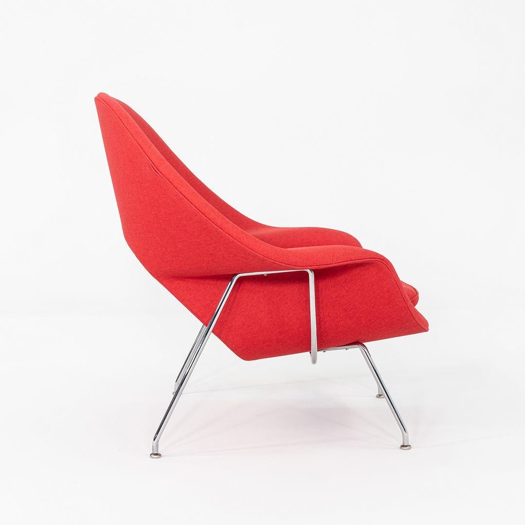 2024 Eero Saarinen for Knoll Womb Lounge Chair in Red Fabric and Chrome For Sale 5