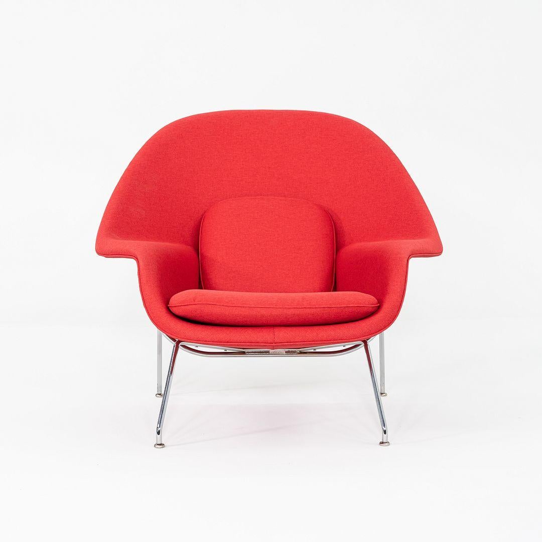 American 2024 Eero Saarinen for Knoll Womb Lounge Chair in Red Fabric and Chrome For Sale
