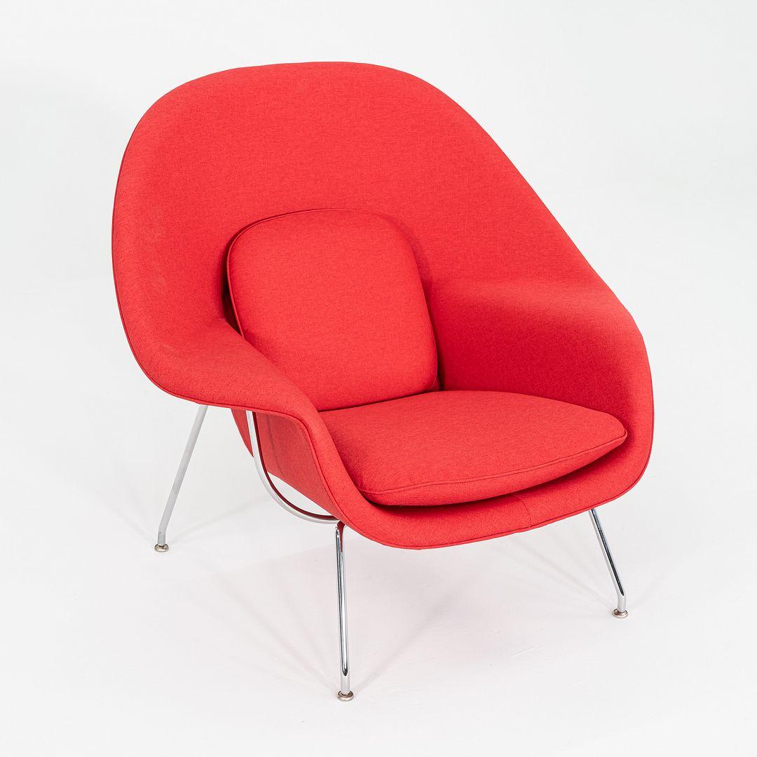Contemporary 2024 Eero Saarinen for Knoll Womb Lounge Chair in Red Fabric and Chrome For Sale
