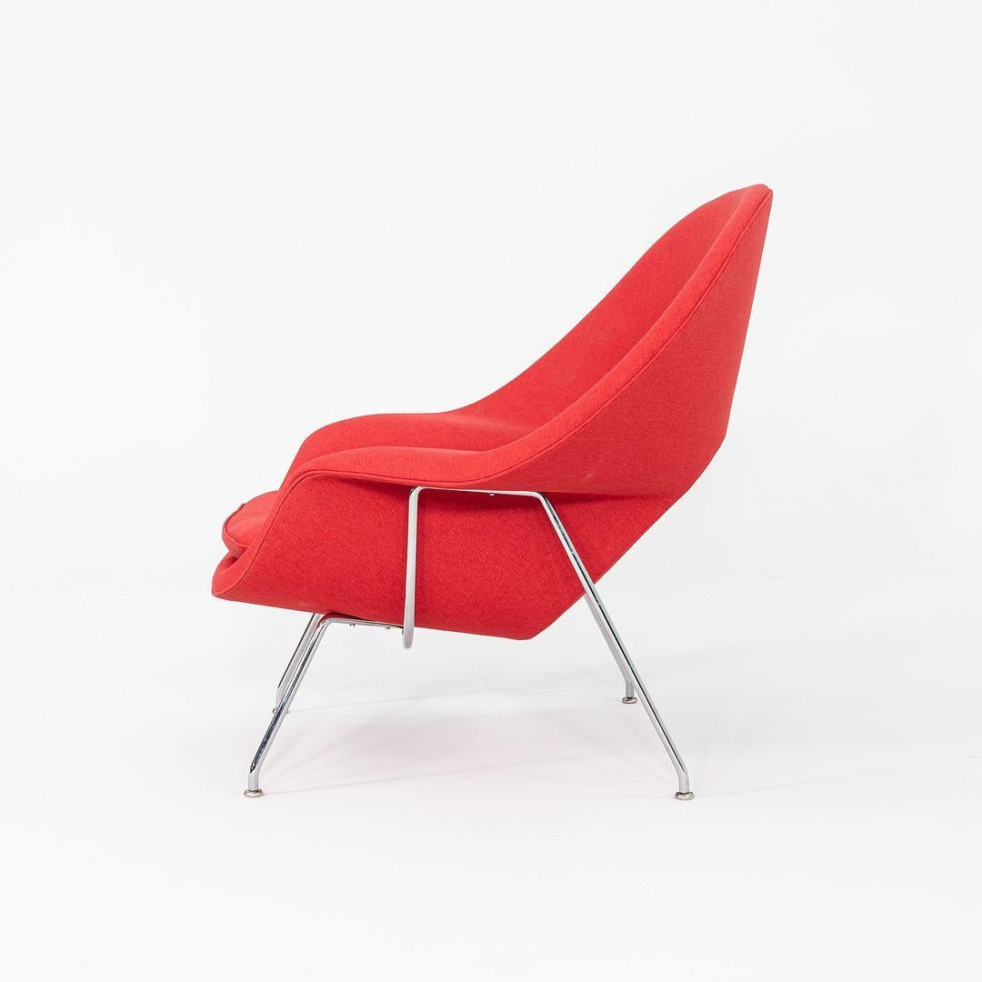 Steel 2024 Eero Saarinen for Knoll Womb Lounge Chair in Red Fabric and Chrome For Sale