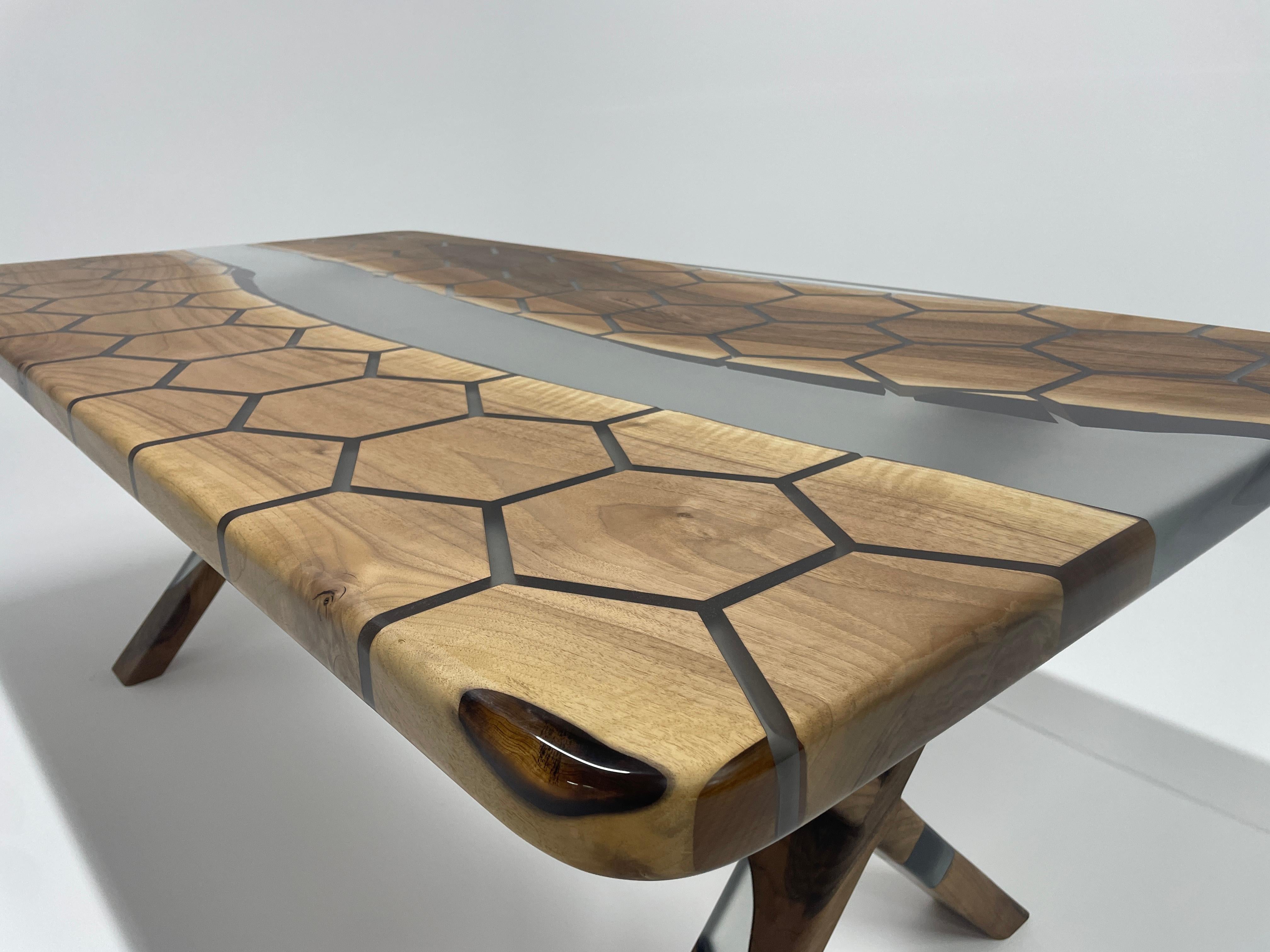 Turkish 2024 Epoxy Resin Walnut River Table - Custom Luxury High End Furniture For Sale