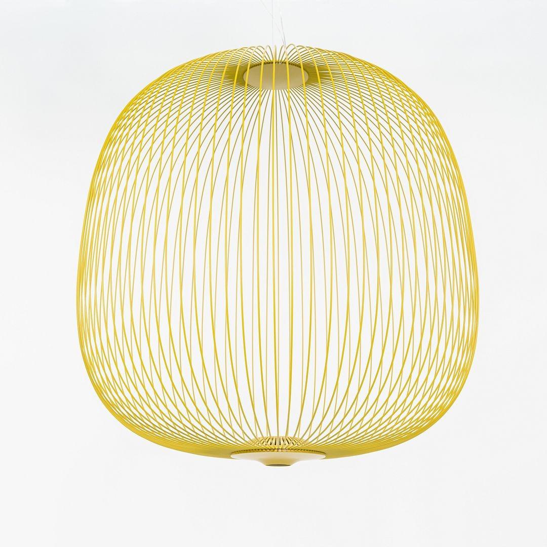 Modern 2024 Garcia Cumini for Foscarini Spokes 2 Large LED Suspension Lamp in Gold For Sale