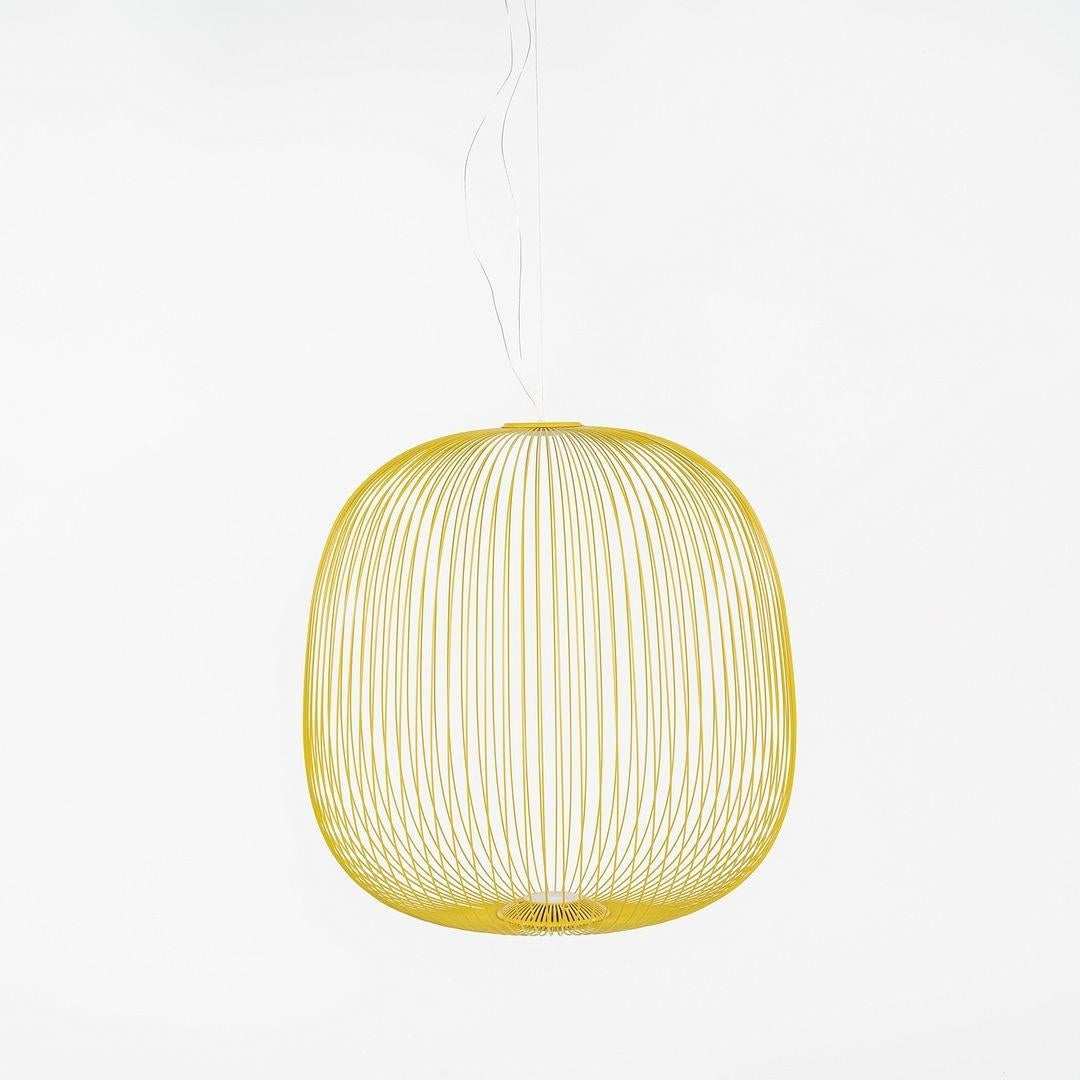 Italian 2024 Garcia Cumini for Foscarini Spokes 2 Large LED Suspension Lamp in Gold For Sale