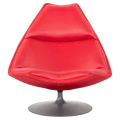 2024 Geoffrey Harcourt for Artifort F510 Lounge Chair in Red Vinyl 4x Available