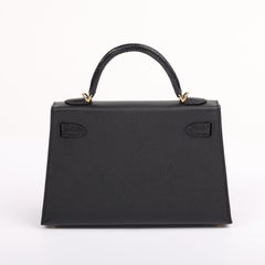 2024 Hermès Black Veau Madame Lizard Touch Mini Kelly II 20 GHW