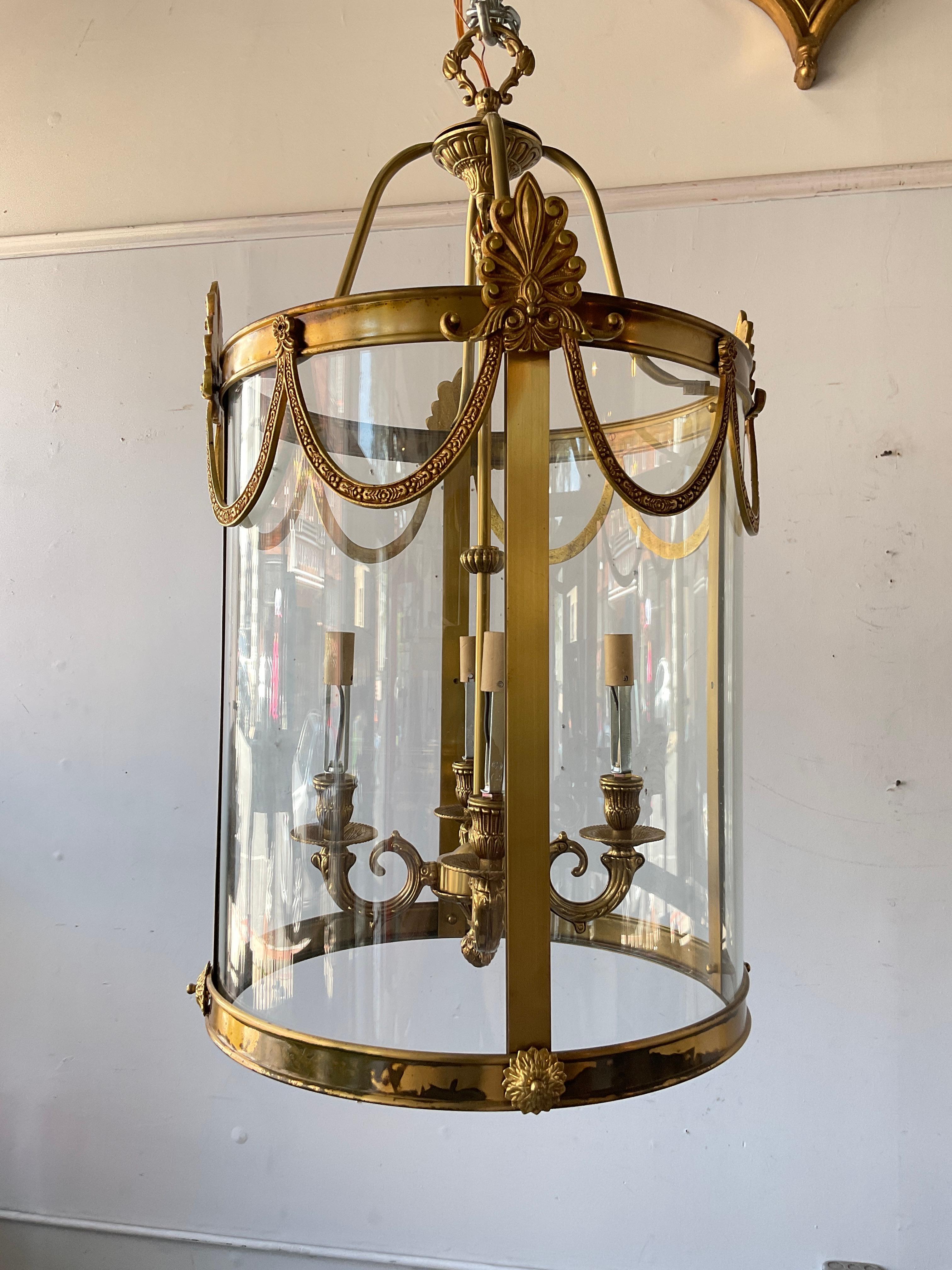 Metropolitan Lighting brass Regency style lantern. Retails for $4369. 
Was never used. Some areas on brass have changed color, as shown in pictures.