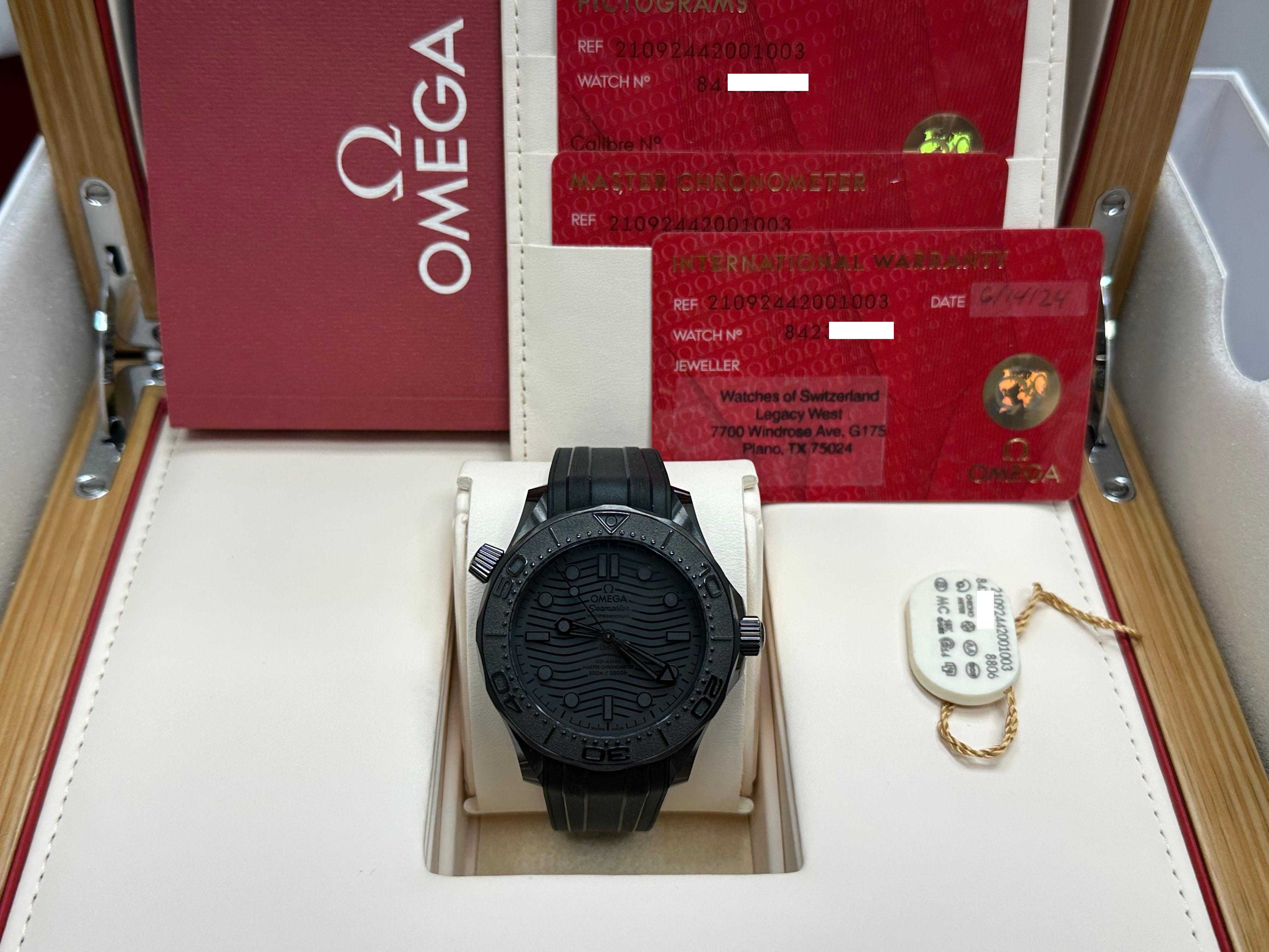 2024 Omega Seamaster Diver 210.92.44.20.01.003 Black Ceramic 43.5mm Box Paper en vente 6