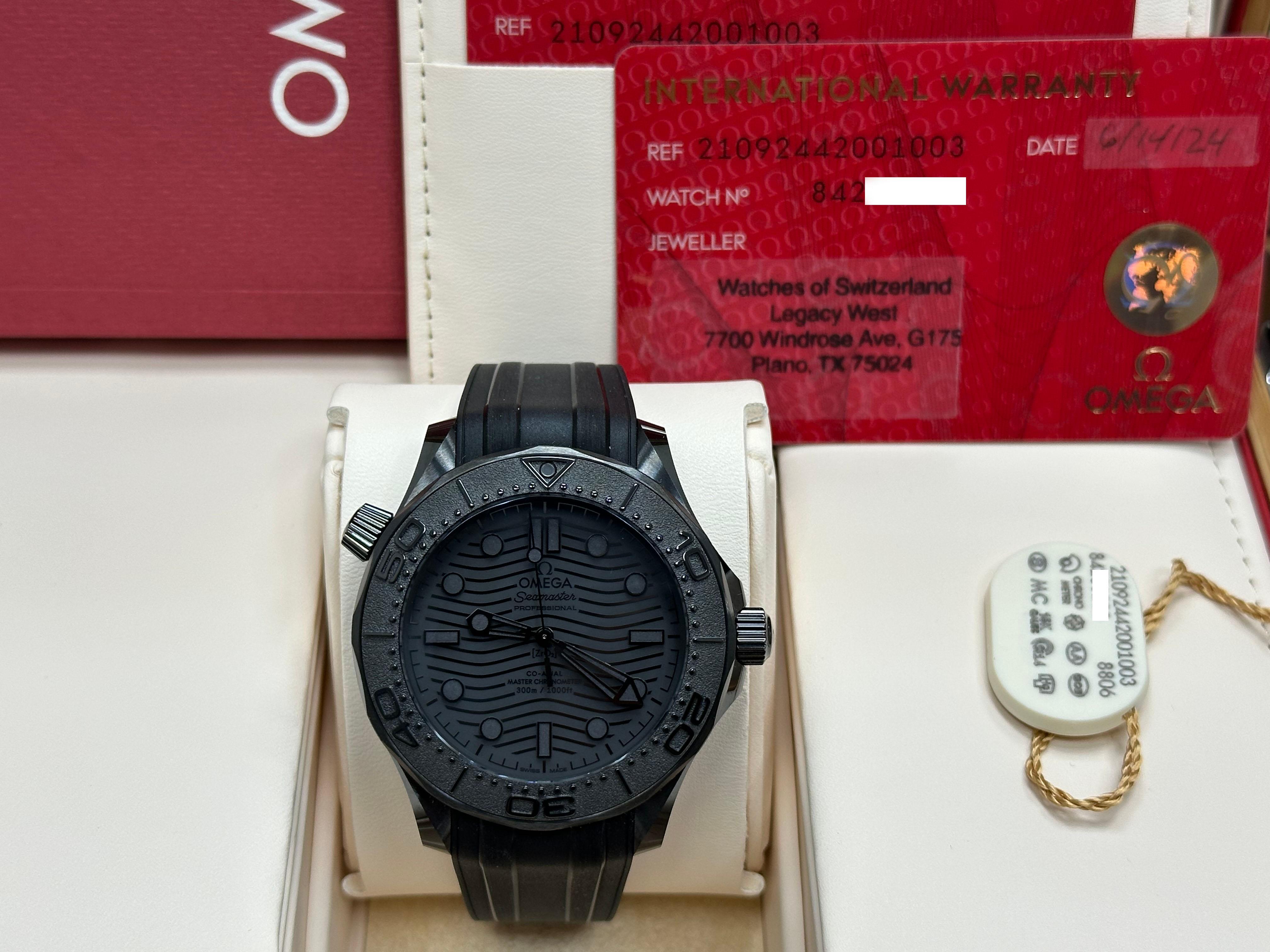 2024 Omega Seamaster Diver 210.92.44.20.01.003 Black Ceramic 43.5mm Box Paper en vente 7