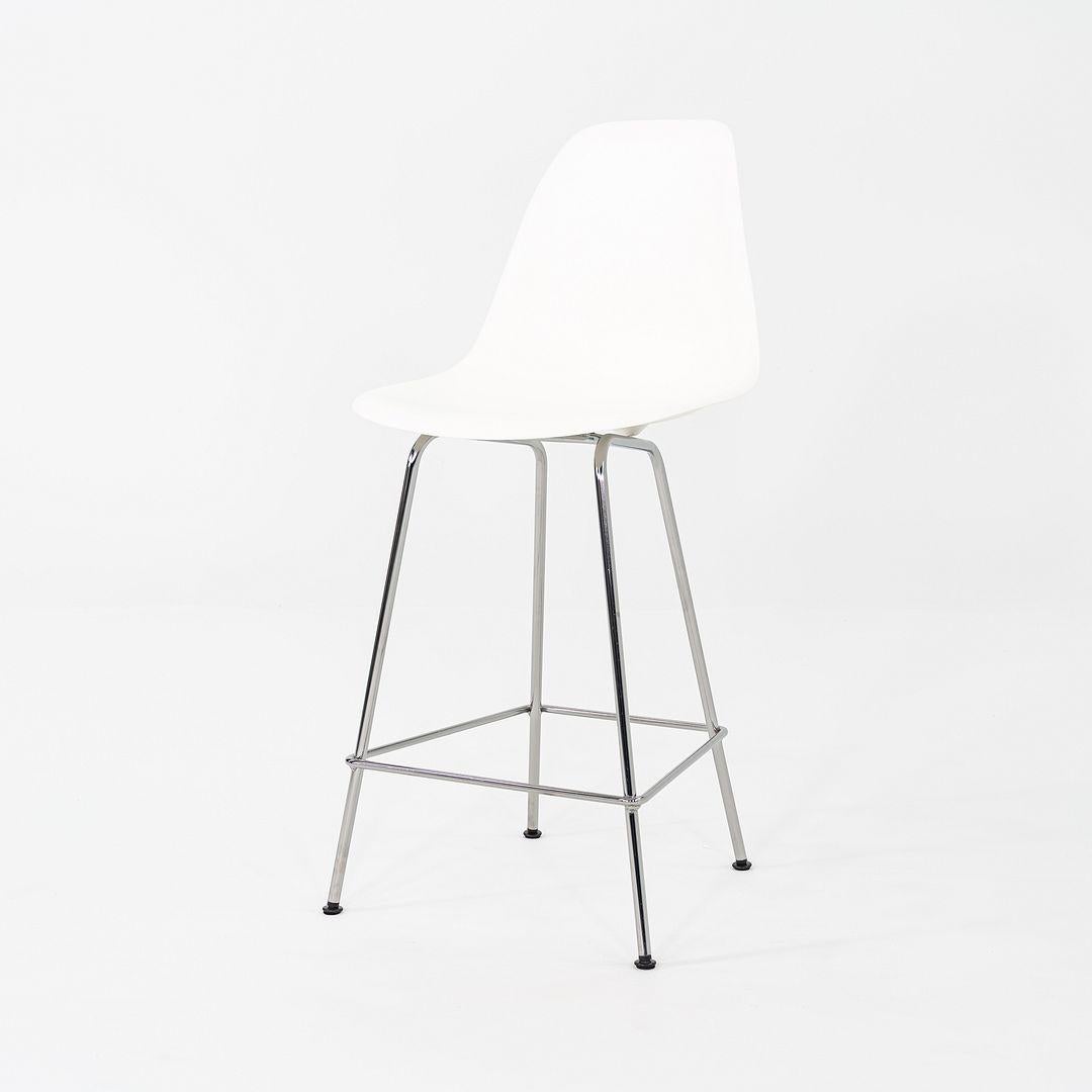 American 2024 Pair of Herman Miller Eames Plastic Counter Stools with Chrome Bases For Sale
