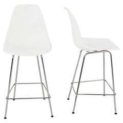 2024 Pair of Herman Miller Eames Plastic Counter Stools with Chrome Bases