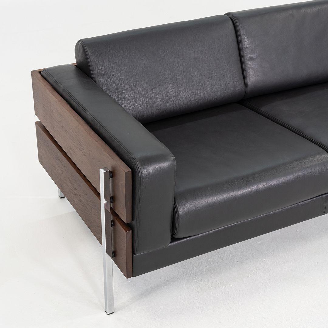 2024 Robin Day for Case Three Seat Forum Sofa in Walnut and Black Leather For Sale 4