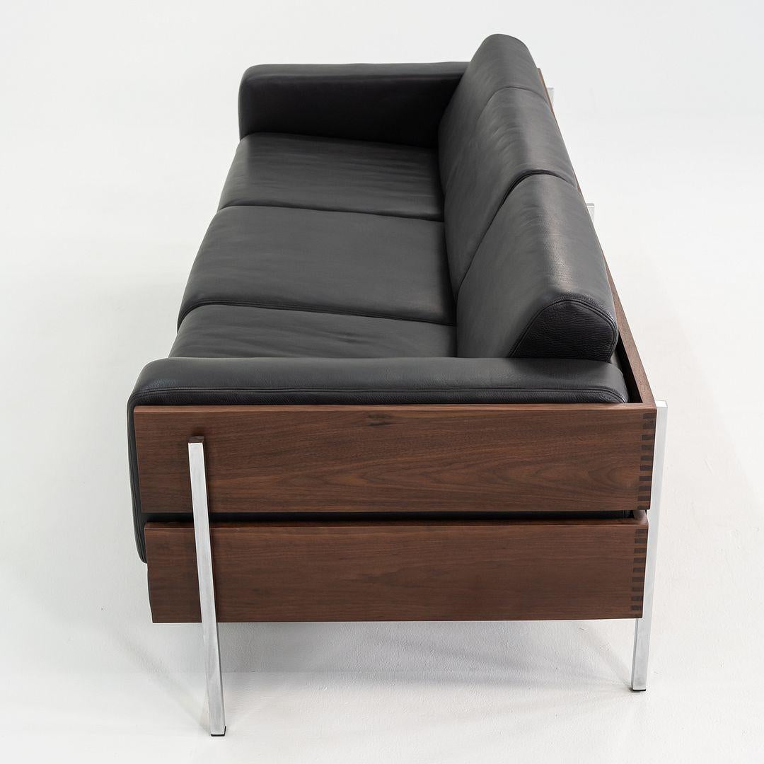 2024 Robin Day for Case Three Seat Forum Sofa in Walnut and Black Leather For Sale 5