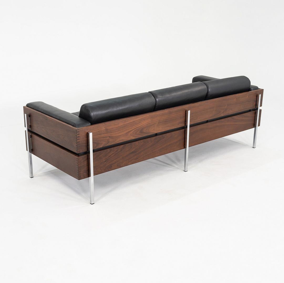 2024 Robin Day for Case Three Seat Forum Sofa in Walnut and Black Leather For Sale 6