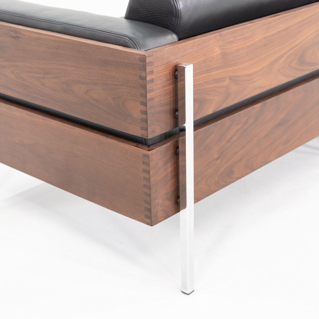 Contemporary 2024 Robin Day for Case Three Seat Forum Sofa in Walnut and Black Leather For Sale